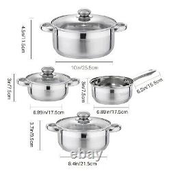 7 Piece Cookware Set Stainless Steel Kitchen Cooking Pot Home Pan Frying Sets