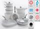 7 Piece Professional White Cookware Set Non Stick -silicon Handles -induction