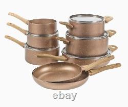 7pieces Ceramic Rose Gold Induction Cooking Pots Frying Pan Cookware Set