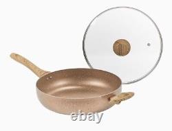 7pieces Ceramic Rose Gold Induction Cooking Pots Frying Pan Cookware Set