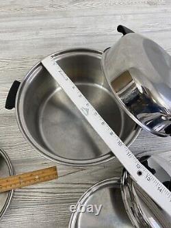 8 PIECE AMWAY QUEEN MULTI PLY 18/8 STAINLESS STEEL COOKWARE SET LOT USA /r
