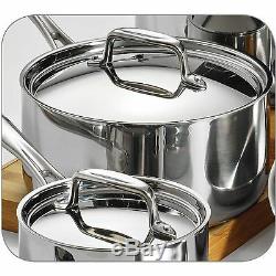 8-Piece 18/10 Stainless Steel Tri-Ply Clad Kitchen Dining Cookware Set Pans Pot