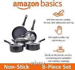 8-Piece Non-Stick Cookware Set, Black