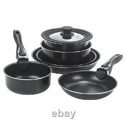 9 Piece Ceramic Cookware Pans Pots Set with Detachable Handle & Lid Induction