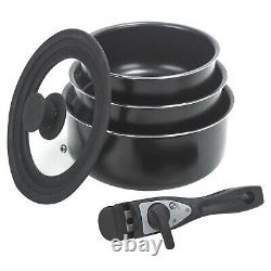 9 Piece Ceramic Cookware Pans Pots Set with Detachable Handle & Lid Induction