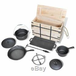 9 Piece Dutch Oven Pan Set Cast Iron Cookware Set Kitchen Pot Outdooor Camping