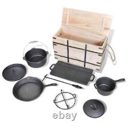 9 Piece Dutch Oven Set Kitchen Pot Fry Pan Support Lid Lifter Cookware vidaXL