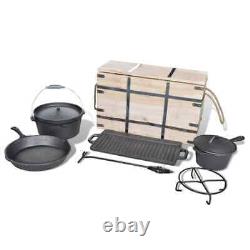 9 Piece Dutch Oven Set Kitchen Pot Fry Pan Support Lid Lifter Cookware vidaXL