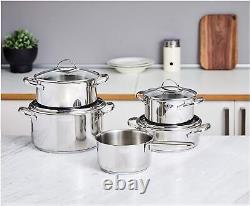 9-Piece Stainless Steel Induction Cookware Set, Silver