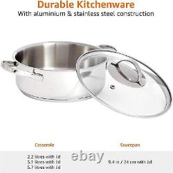 9-Piece Stainless Steel Induction Cookware Set, Silver