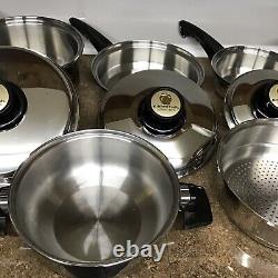 9 Piece West Bend Kitchen Craft Waterless Stainless Cookware Set Pots Pans Lids