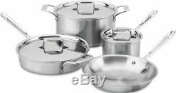 All-Clad BD005707-R Brushed Stainless Steel 5-Ply Cookware Set, 7-Piece Silver