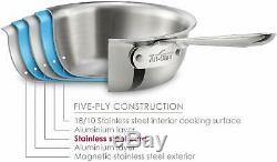 All-Clad BD005707-R Brushed Stainless Steel 5-Ply Cookware Set, 7-Piece Silver
