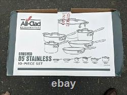 All-Clad Brushed D5 Stainless Cookware Set Pots and Pans 5-Ply SS (10 pieces)