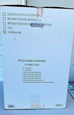 All Clad Copper Core 15 Piece Cookware Set 5 Ply Williams Sonoma 600877 SS NIB