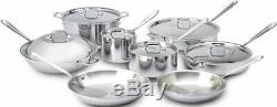 All-Clad D3 401716 Stainless Steel Tri-Ply Bonded Cookware Set, 14-Piece, Silver