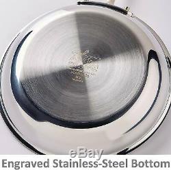 All-Clad D3 401716 Stainless Steel Tri-Ply Bonded Cookware Set, 14-Piece, Silver