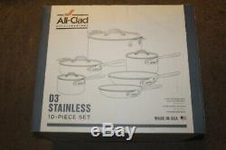 All Clad D3 Stainless Steel Cookware Set 10 Piece, MODEL 401488-R BRAND NEW