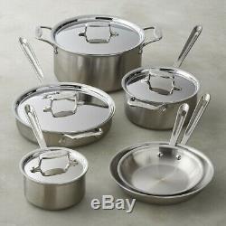All Clad D5 Brushed Stainless Steel 10 Piece Cookware Set BD5005710-R NIB