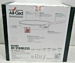 All Clad D5 Brushed Stainless Steel 10 Piece Cookware Set BD5005710-R NIB