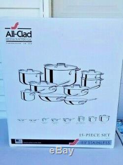 All Clad D5 Stainless Steel 15 Piece Cookware Set SD501015 NIB