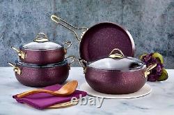 Alya Collection 7-Piece Non-Stick Granite Cookware Set (Purple)