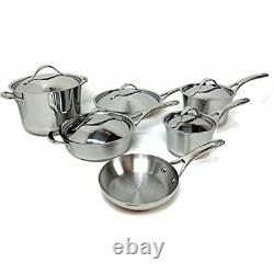 Anolon Nouvelle Stainless Steel Cookware Pots and Pans Set, 11 Piece
