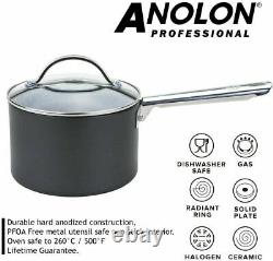 Anolon Professional 5 Piece Hard Anodised Saucepan Set Non-Stick Cookware Pans