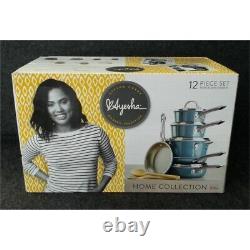 Ayesha Curry 10766 Porcelain Enamel Nonstick 12-Piece Cookware Set Twilight Teal