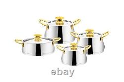 Azura Collection 8-piece Stainless Steel Cookware Set (Gold Handles)