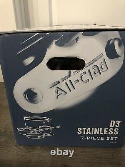 BRAND NEW All-Clad D3 Stainless Steel 7 Piece Tri-Ply 18/10 Cookware Set- Sealed