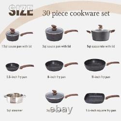 Bakeware and Cookware Set 30 Pieces Non Stick Black Granite