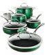Belgique Aluminum Nonstick Cookware 11 Piece Set New Green Bell Shape Pots & Pan