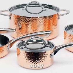 BergHOFF Vintage Hammered Finish Copper 10 Piece Oven and Hob Cookware Set NEW