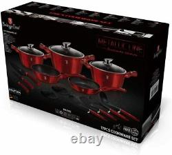Berlinger Haus Kitchen Cookware Cast Aluminum Pan Set 17 Pieces, Red
