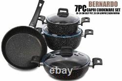 Bernardo Capri 7 Piece Black Granite Cookware Set, HEAVY WEIGHT QUALITY