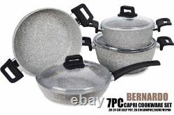 Bernardo Capri 7 Piece Grey Granite Cookware Set, HEAVY WEIGHT QUALITY