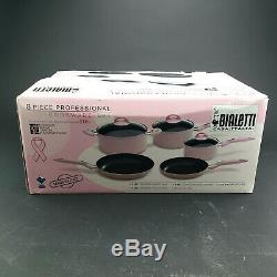Bialetti Pink Breast Cancer Teflon Nonstick 8 piece Cookware Set New In Box
