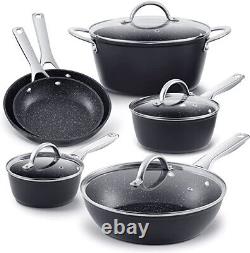 Black Pots and Pans Sets, Non Stick Cookware Set 10-Piece All Cooktops F9101