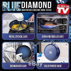 Blue Diamond Pan Cookware Set, 14-Piece, Toxin Free Ceramic Nonstick Pans, NEW