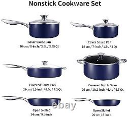 Blue SKY LIGHT Nonstick Cookware Set, 10 Piece Stone-Derived Cooking Set
