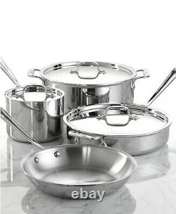 Brand New All Clad D3 18/10 Stainless Steel 7 Pc Piece Tri-Ply Cookware Set