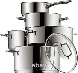 Brand New Wmf Cookware 5 Piece Set Astoria Pouring Rim Glass LID Cromargan Steel