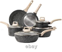 CAROTE 10-Piece Nonstick Granite Cookware Set Induction Safe AllStove Compatible