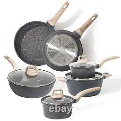CAROTE Non Stick Pots and Pans Set, Induction Hob Pan Set, 10-Piece Cookware Set