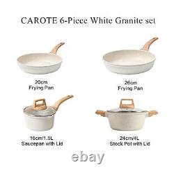 CAROTE Non Stick Pots and Pans Set Induction Hob Pan Set 6-Piece Cookware Set