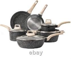 CAROTE Nonstick Pots and Pans Set, Granite Kitchen Cookware Sets (10pcs)