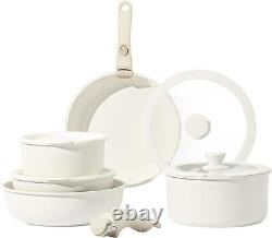 CAROTE Pots and Pans Set, Nonstick Cookware Sets 11 Piece, White Granite