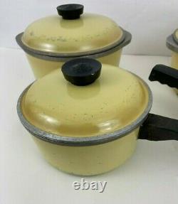 CLUB Vintage Aluminum Cookware Yellow Stock Pots Sauce Pans 8 Piece Set