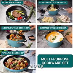 CUSIBOX Cookware Set Ceramic Nonstick Pan & Pot 8 Piece, Stock Pot